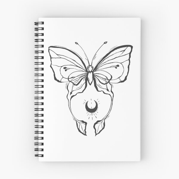 Item preview, Line art tattoo Victorian celestial style butterfly with moon  designed and sold by Kamila Nigmatullina.
