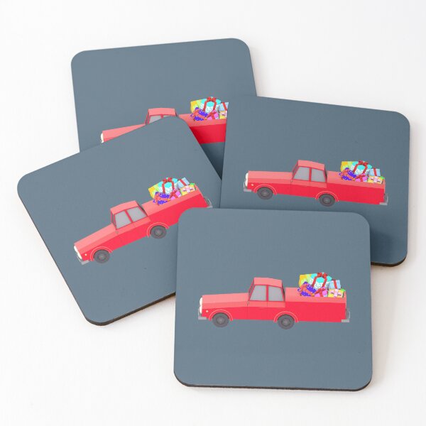 Item preview, red pick-up with  gifts for Christmas designed and sold by redgoch.