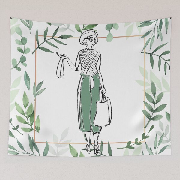 Item preview, Hand Drawn Woman Sketch in Olive Frame designed and sold by VinBasis.