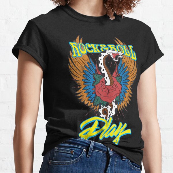 Rock And Roll Snake,Rock And Roll Skeleton Guitar, Classic T-Shirt
