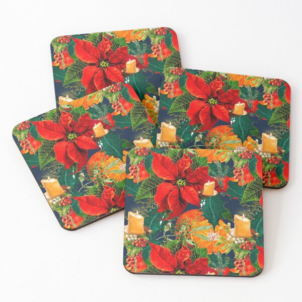 Item preview, Christmas,poinsettia ,mistletoe,festive,oranges pattern  designed and sold by MariaMarinova.