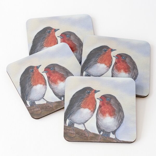 Aperçu de l'œuvre Robins à l'aquarelle créée et vendue par lilacshoes_art.