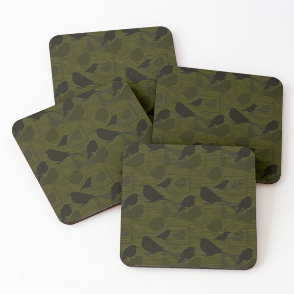 Item preview, Birdies Black on Dark Khaki Repeat 5748 designed and sold by Art in My Loft.
