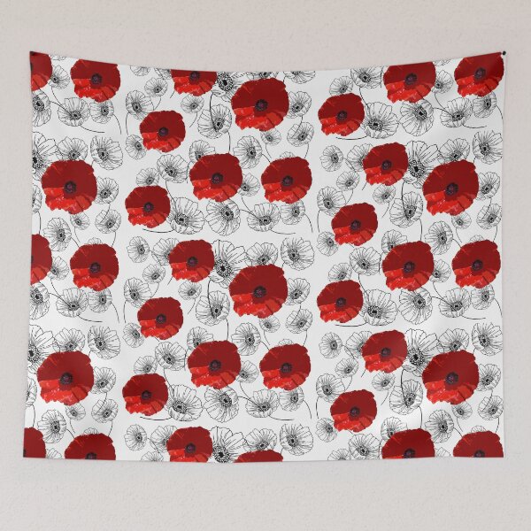Item preview, Love Poppies on Black and White designed and sold by RiadMannan.