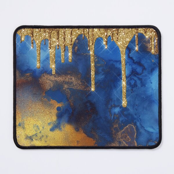 Item preview, Gold Glitter Rain on Indigo Ink Faux Marble designed and sold by MysticMarble.