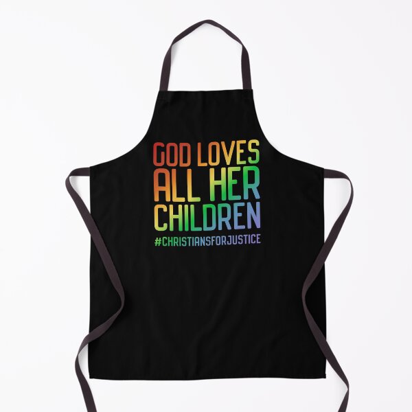 Item preview, God loves all her children - Christians for Justice (rainbow text) designed and sold by Ofeefee.