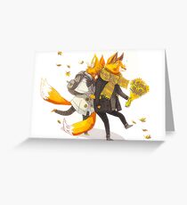 Sunflower Foxes Greeting Card