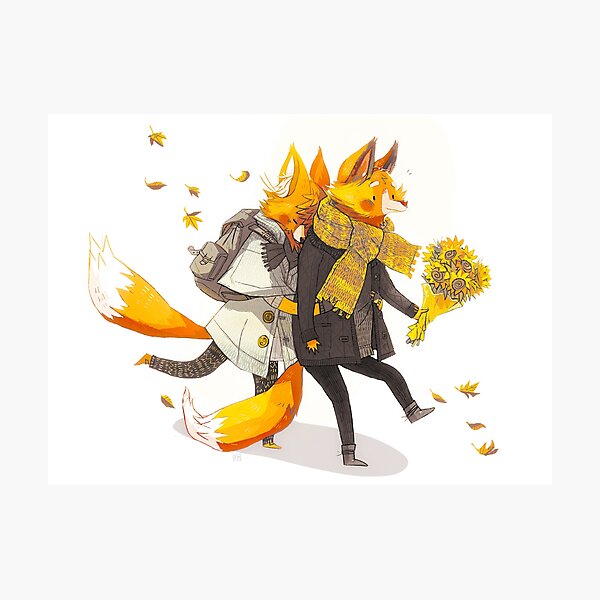 Sunflower Foxes Photographic Print