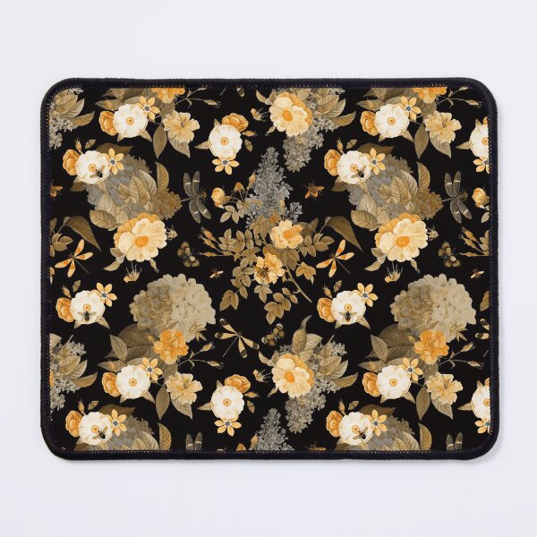 Item preview, UtART - Vintage Roses Spring Flower And Early Insects Botanical Garden Pattern - Sepia Black And Gold Botanical Night Garden Nightgarden designed and sold by UtArt.