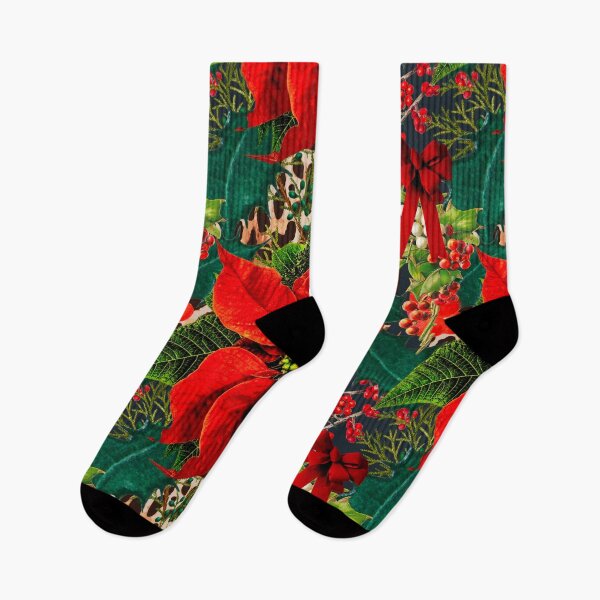 Item preview, Christmas,poinsettia ,mistletoe,festive,oranges, animal print,leopard,cheetah pattern  designed and sold by MariaMarinova.