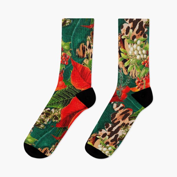 Item preview, Christmas,poinsettia ,mistletoe,festive,oranges, animal print,leopard,cheetah pattern  designed and sold by MariaMarinova.