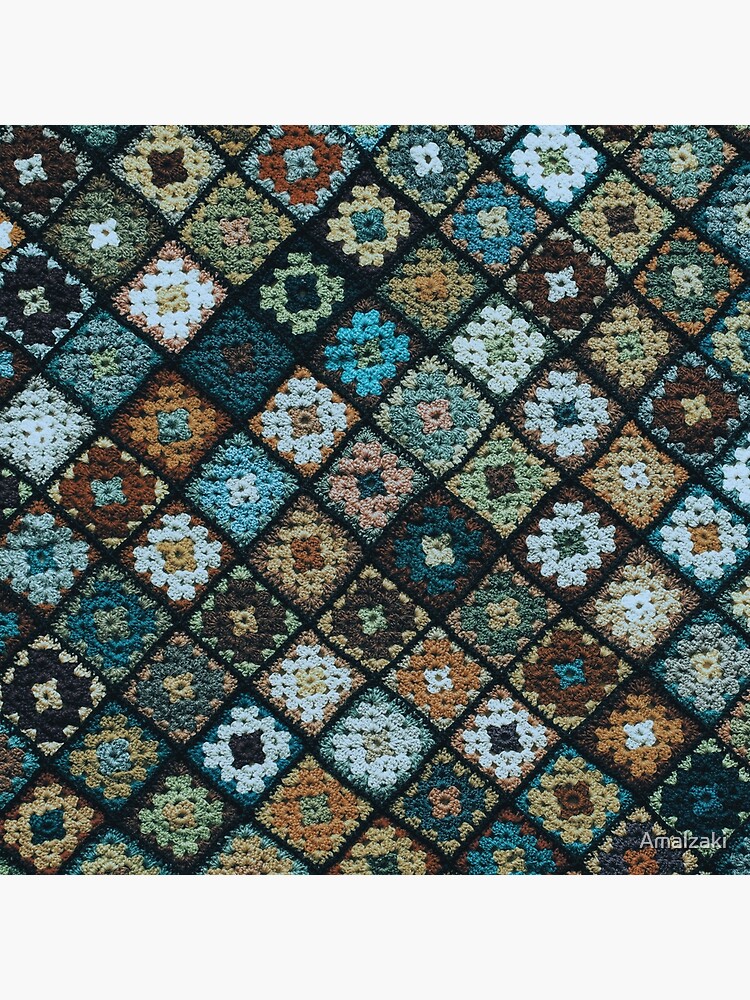 10 crochet granny square - Turquoise with Vanilla