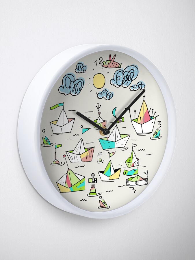 Alternate view of Ships in the harbor Clock