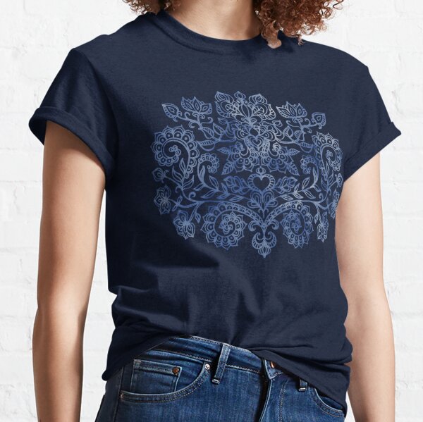 Lucky Brand Embroidered Woodstock Tee (indigo) Women's T Shirt in Blue