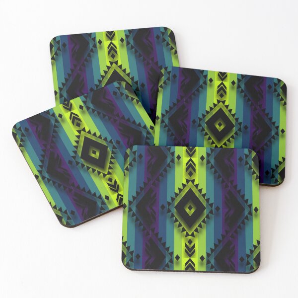 Item preview, Teal/ Neon Green / Dark Purple Black Diamond  Native American Geometric Design designed and sold by JMWCD.