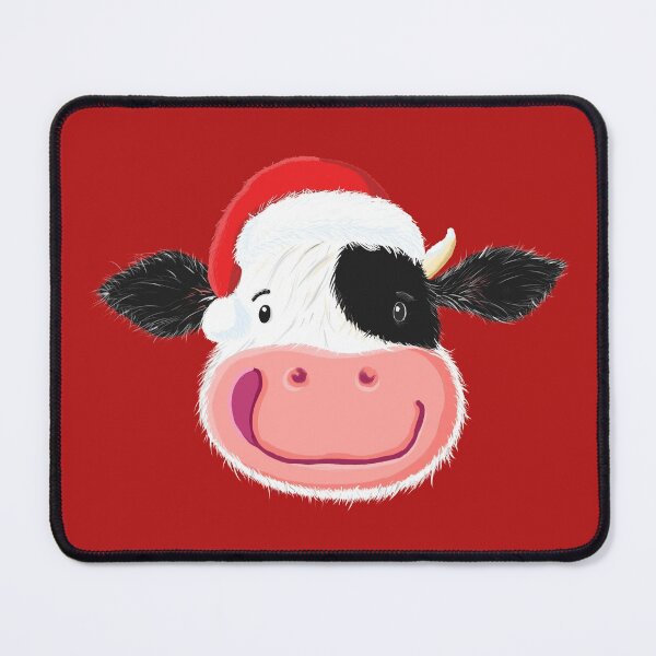 Item preview, Happy Little Holstein Cow Wears A Christmas Santa Hat designed and sold by brodyquixote.