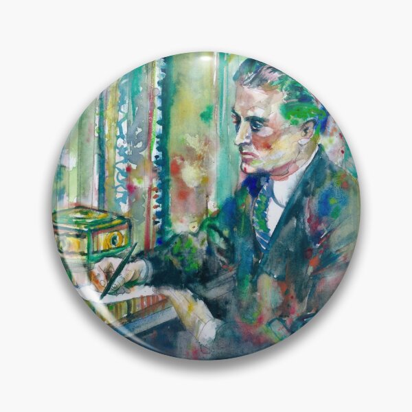 Item preview, F. SCOTT FITZGERALD in his studio - watercolor portrait designed and sold by lautir.