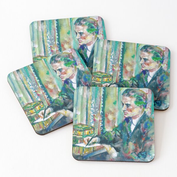 Item preview, F. SCOTT FITZGERALD in his studio - watercolor portrait designed and sold by lautir.