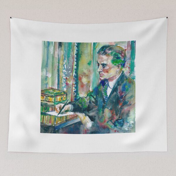 Item preview, F. SCOTT FITZGERALD in his studio - watercolor portrait designed and sold by lautir.