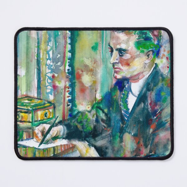 Item preview, F. SCOTT FITZGERALD in his studio - watercolor portrait designed and sold by lautir.