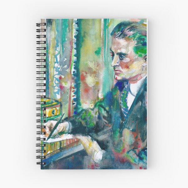 Item preview, F. SCOTT FITZGERALD in his studio - watercolor portrait designed and sold by lautir.