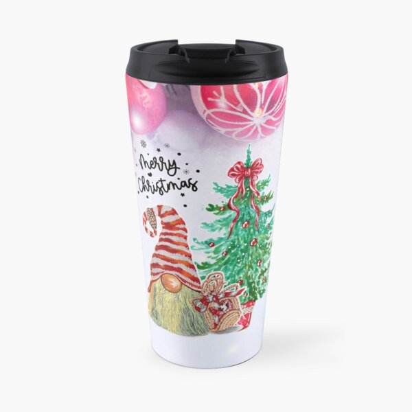 Santa Christmas Gnome-Santa Hat Christmas and Christmas Tree Travel Mug