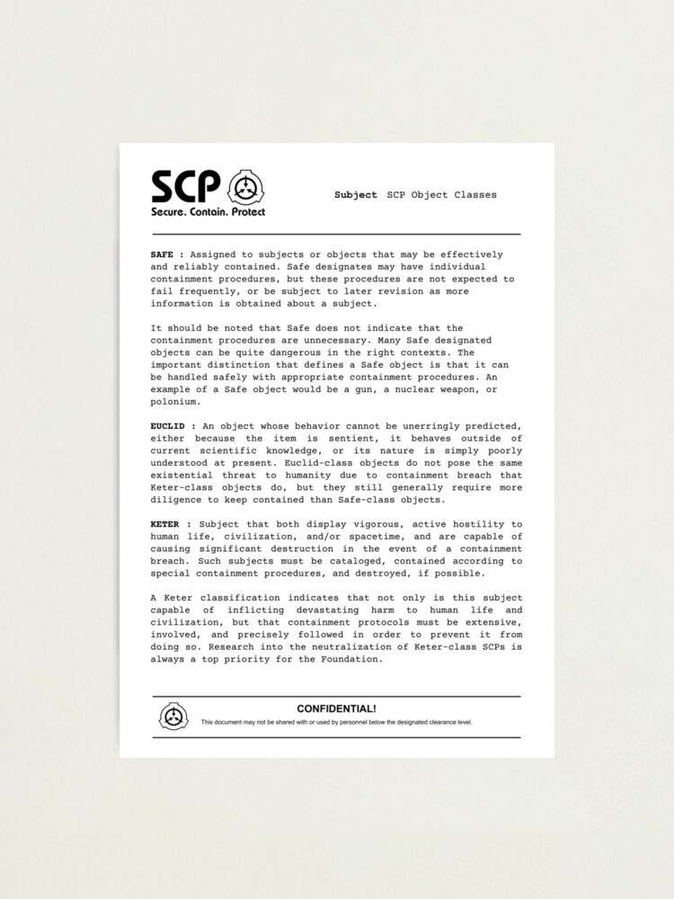 SCP Foundation Document | Metal Print