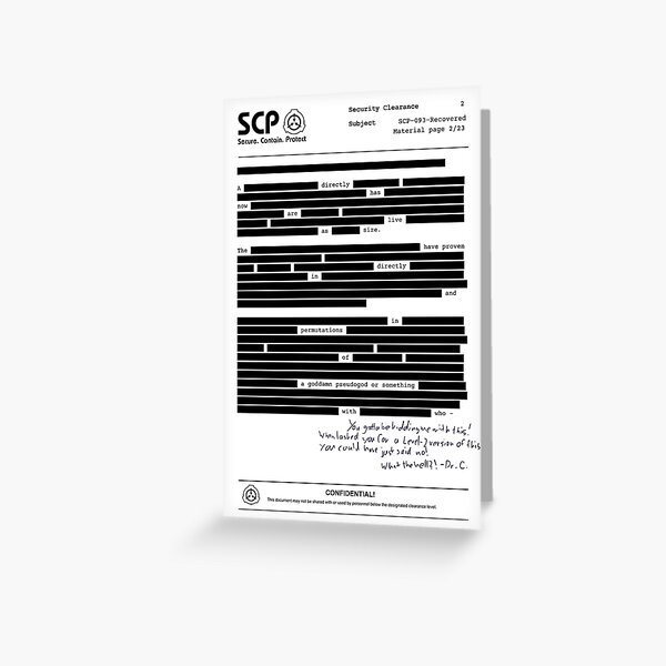 SCP Foundation Document | Greeting Card