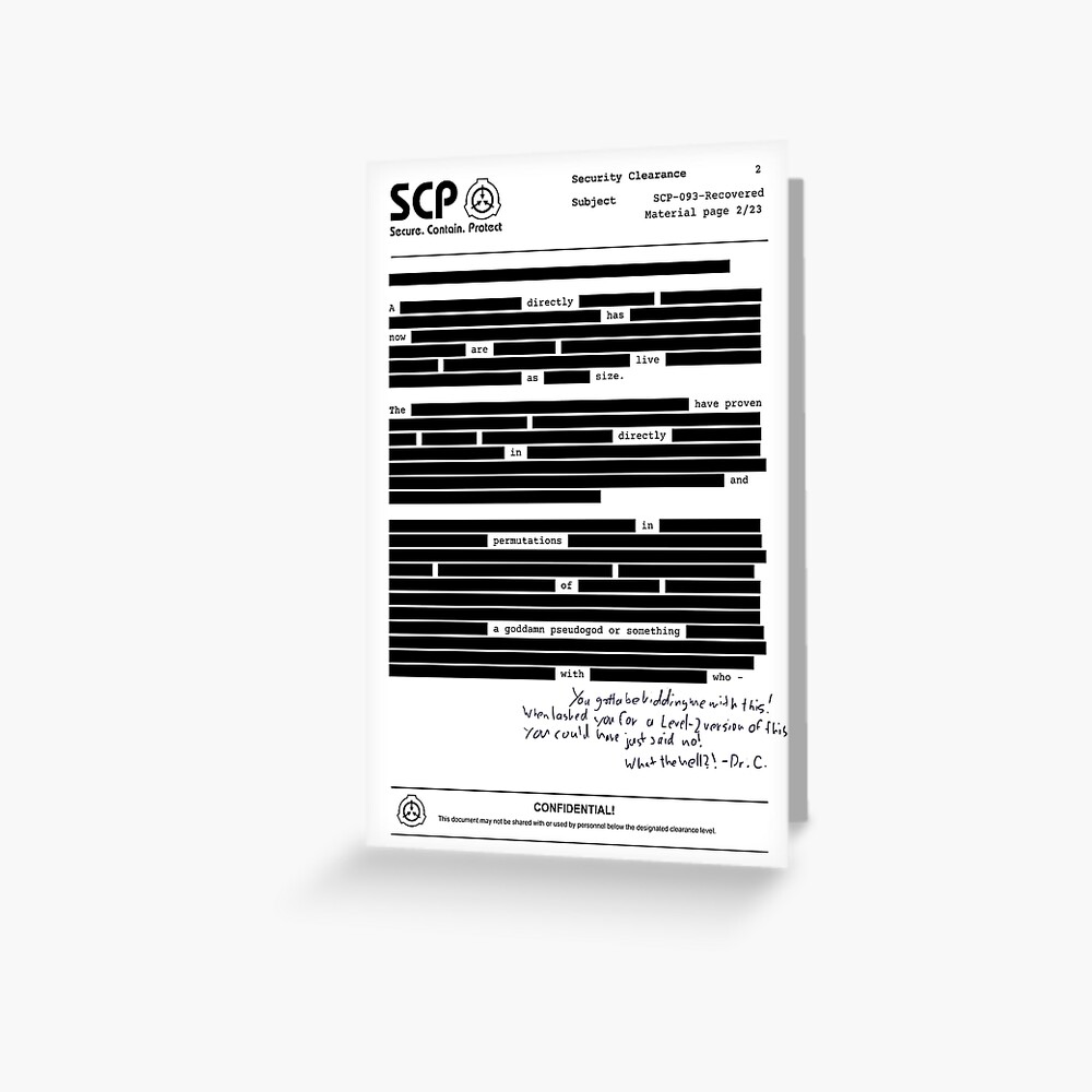 SCP Foundation White Logo Greeting Card by Harbud Neala