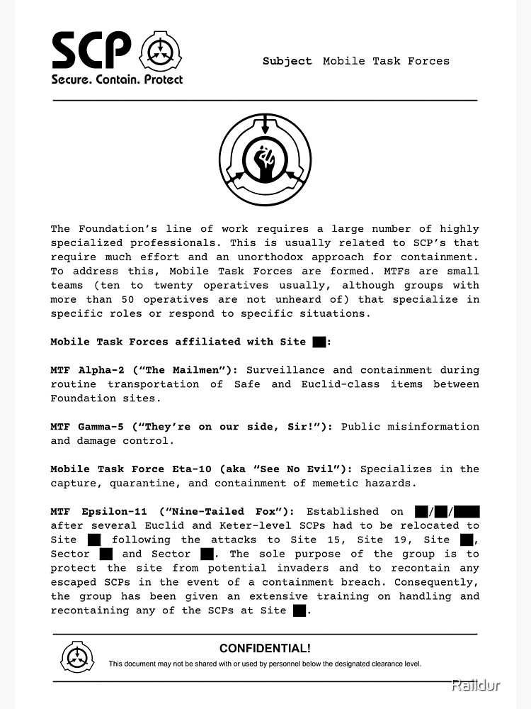 SCP Foundation Document Poster by Raildur