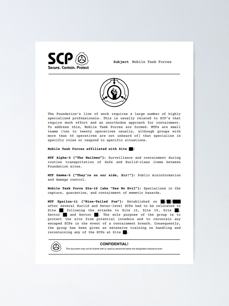 Scp Foundation Document Poster For Sale By Raildur Redbubble