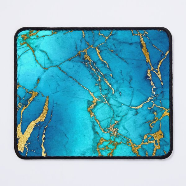 Item preview, Teal Blue Faux Marble and Gold Glitter Veins designed and sold by MysticMarble.