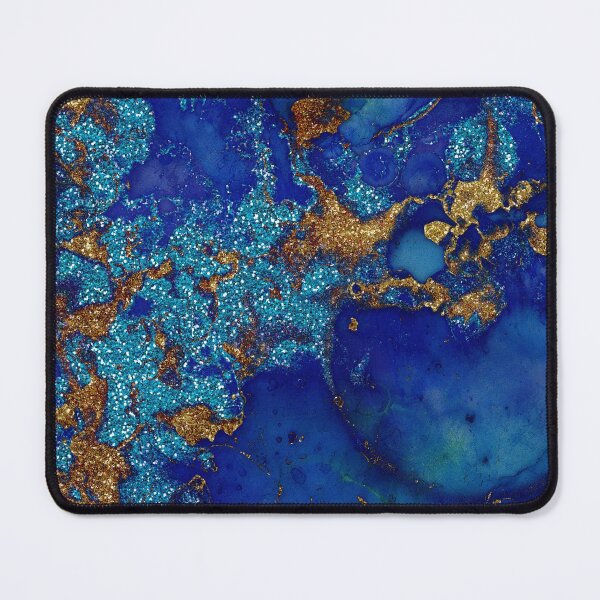 Item preview, Gold Indigo Blue Faux Malachite Marble designed and sold by MysticMarble.