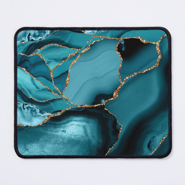 Item preview, Teal And Gold Faux Marble Landscape Waves designed and sold by MysticMarble.