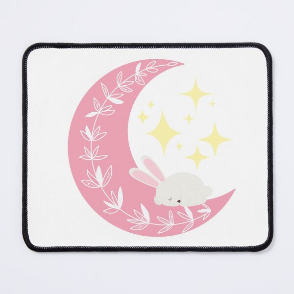 Item preview, Cute bunny sleeping on the pink moon designed and sold by BWAYZ.