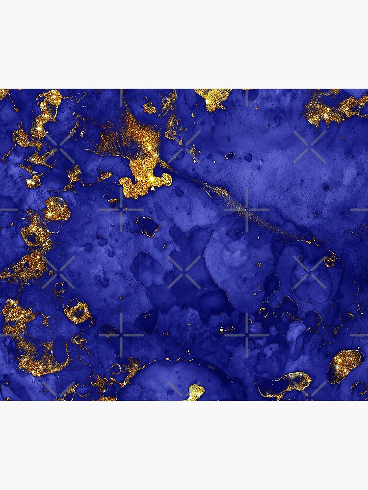 Indigo Blue and Gold veined Faux Marble by MysticMarble