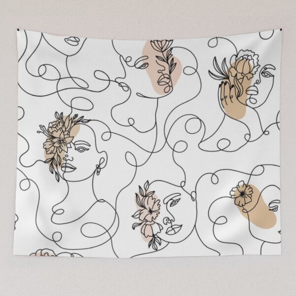 Item preview, Flowers & Female Face Line Art  designed and sold by Dollfacedesign.