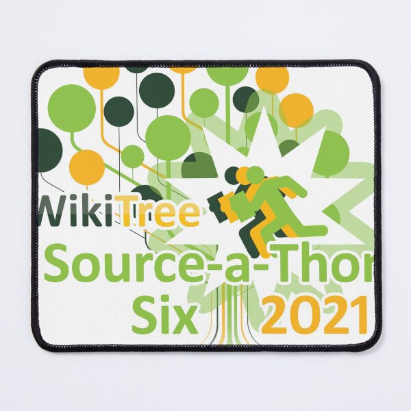 Item preview, 2021 WikiTree Source-a-Thon Six designed and sold by WikiTree.
