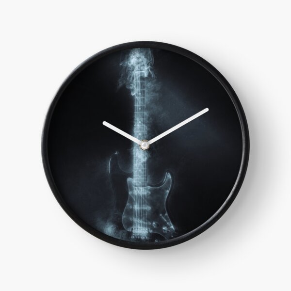 Black and Silver Guitar Clock