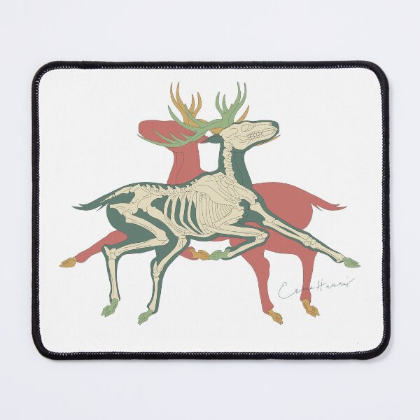 Item preview, Leaping reindeer skeleton empty background, green and red by Gorilla Bark designed and sold by GorillaBark.