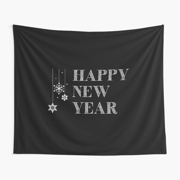 Happy New Year Decorations White Tapestry