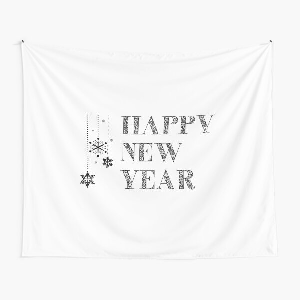 Happy New Year Decorations Black Tapestry