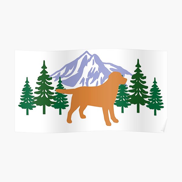 Chocolate Labrador Silhouette Evergreen Poster By Happylabradors Redbubble