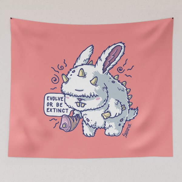 Item preview, Caveman bunny rabbit is saying "Evolve or be extinct" designed and sold by SPIRIMAL.