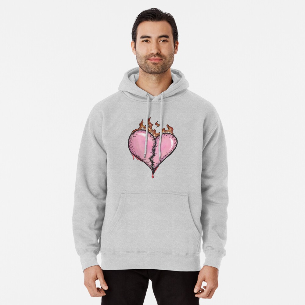 Burning Broken Heart Pullover Hoodie for Sale by chadlokker Redbubble