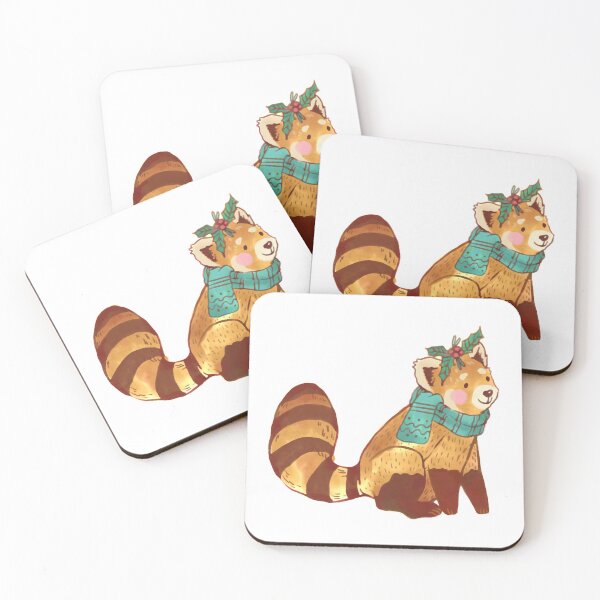 Item preview, Red Panda Friendly Animal with Mistletoe designed and sold by theNane designs.
