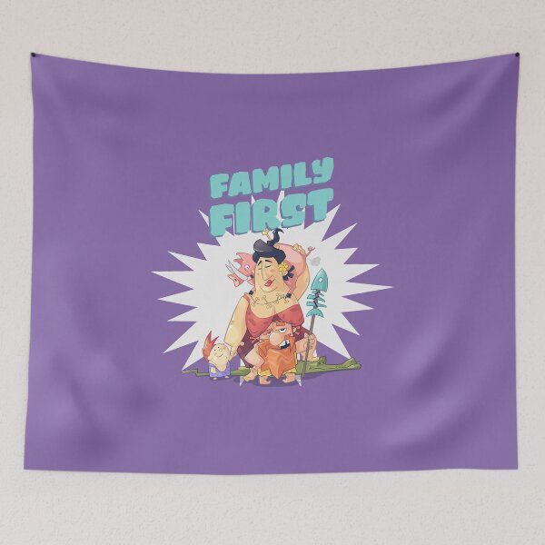 Item preview, Family First Cavemen Cartoon - Cute Funny Caveman Stepfamily Day designed and sold by SuperiorPrints.