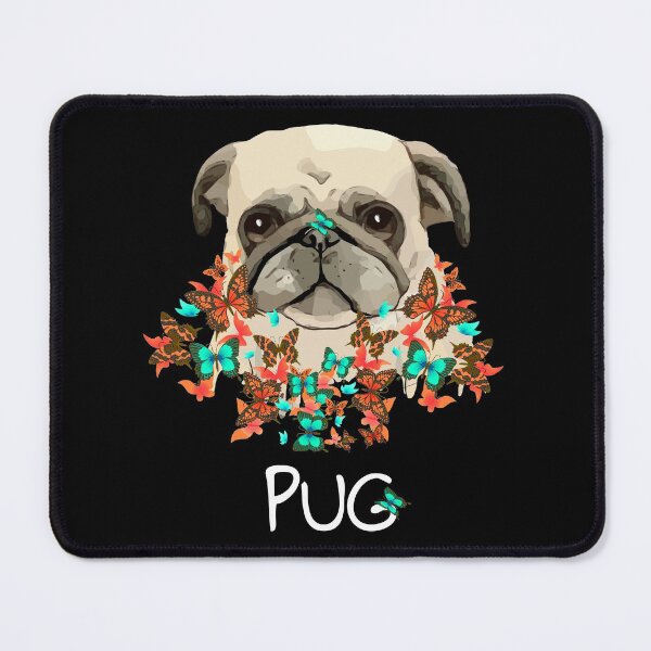 Item preview, Pug, pug face and colorful butterflies, pug lovers, gift for pug lovers designed and sold by Collagedream.