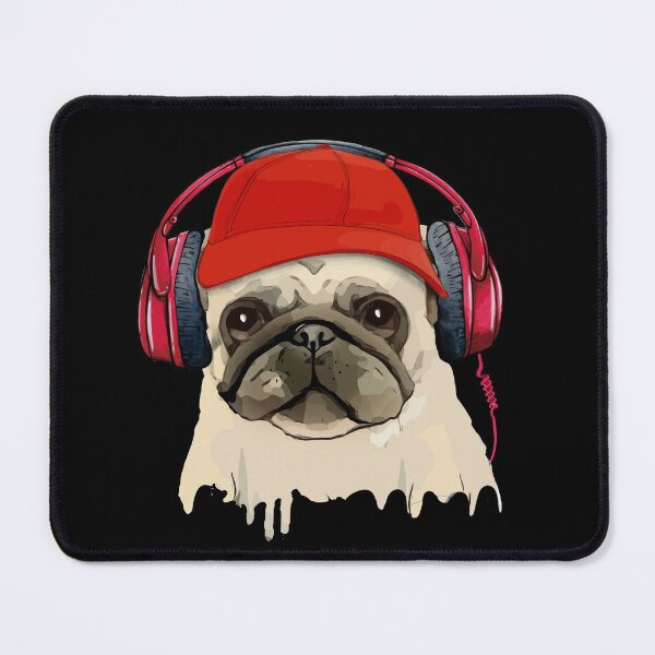 Item preview, Pug, pug face and music headphones, pug lovers, gift for pug lovers designed and sold by Collagedream.