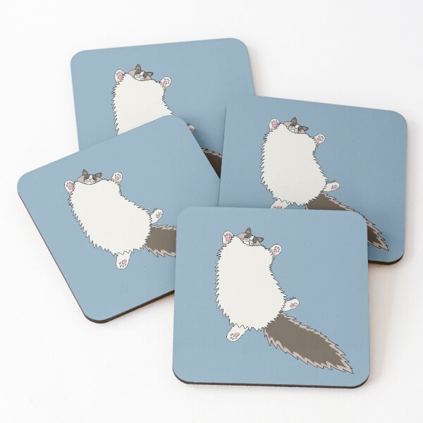 Item preview, Fluffy Ragdoll Cat Stretch - Glacial Lake Background designed and sold by EcoElsa.